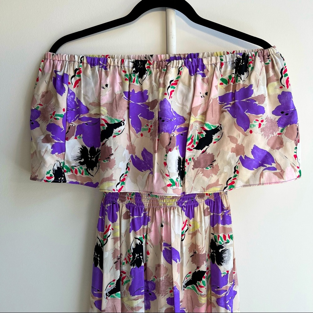 COPY - Parker silk floral off the shoulder high low dress S